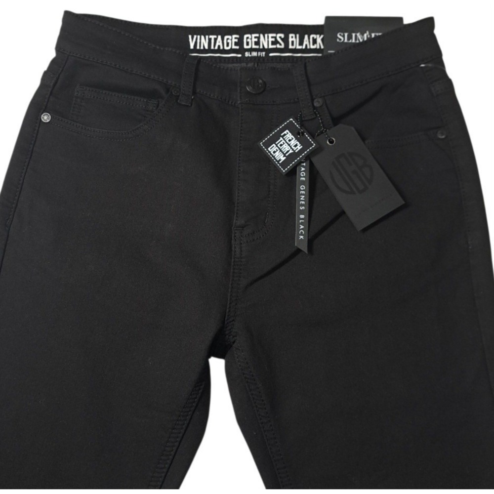 Vintage Genes Black Men's‎ Slim Fit Comfort Black French Terry Jeans W30X32L New